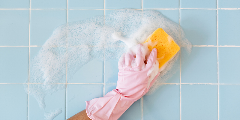 clean bathroom tiles
